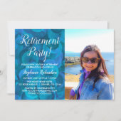 Elegant Ocean Blue Photo Retirement Party Kaart (Voorkant)