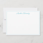 Elegant Ocean Blue Script Border Notitiekaartje (Voorkant)