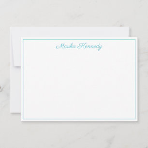 Elegant Ocean Blue Script Border Notitiekaartje