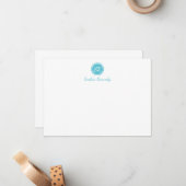 Elegant Ocean Blue Script Monogram Professional Notitiekaartje (Voorkant / Achterkant in situ)