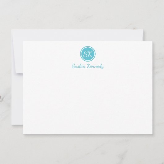 Elegant Ocean Blue Script Monogram Professional Notitiekaartje (Voorkant)