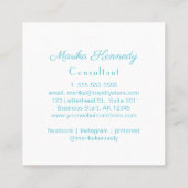 Elegant Ocean Blue Script Monogram Vierkante Visitekaartje (Achterkant)