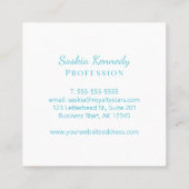 Elegant Ocean Blue Script Professional Monogram Vierkante Visitekaartje (Achterkant)