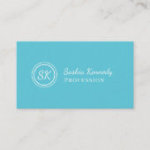 Elegant Ocean Blue Script Professional Monogram Visitekaartje (Voorkant)