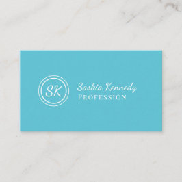 Elegant Ocean Blue Script Professional Monogram Visitekaartje