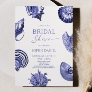 Elegant Ocean Blue Seashells Vrijgezellenfeest Kaart