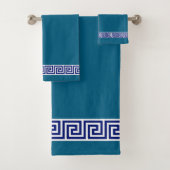 Elegant Ocean Blue & White Bath Towel Set Bad Handdoek (Insitu)