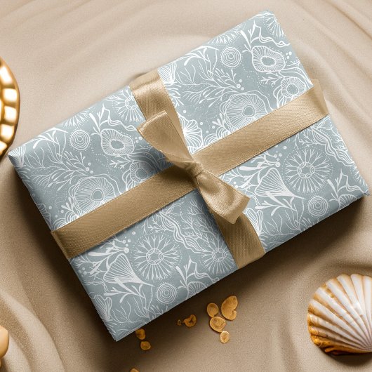Elegant Ocean Marine Life Pattern Design Inpakpapier Vel