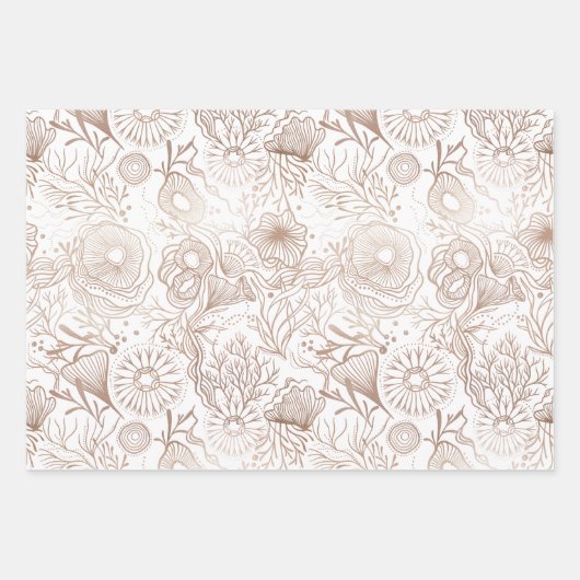 Elegant Ocean Marine Life Pattern Design Inpakpapier Vel (Voorkant)