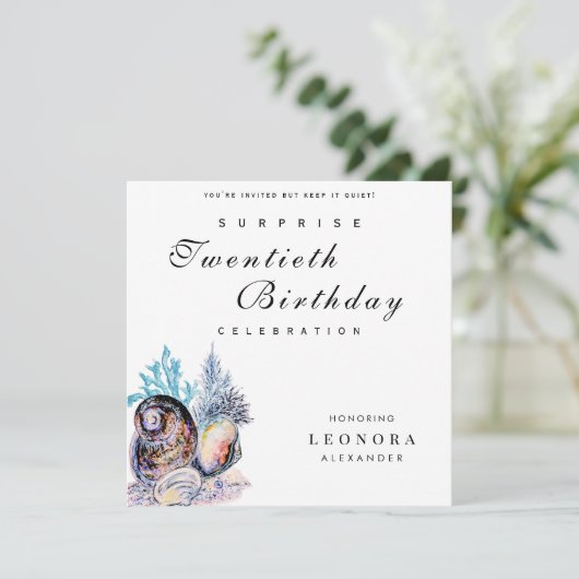 Elegant Ocean Seashell ELKE Verrassingsverjaardags Kaart (Staand voorkant)