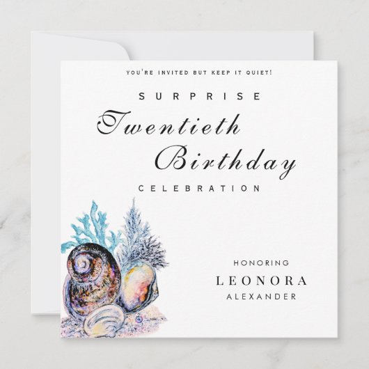 Elegant Ocean Seashell ELKE Verrassingsverjaardags Kaart (Voorkant)