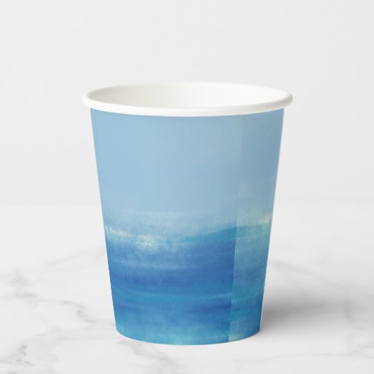 Elegant Ocean Waterverf Wedding Papieren Bekers (Achterkant)