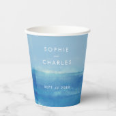 Elegant Ocean Waterverf Wedding Papieren Bekers (Voorkant)