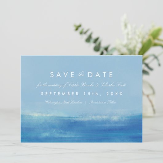 Elegant Ocean Waterverf Wedding Save the Date (Staand voorkant)