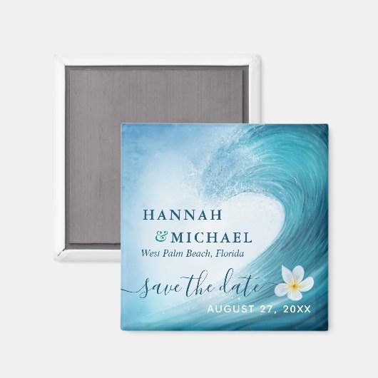 Elegant Ocean Wave Beach Wedding Save the Date Magneet (Voorkant / Achterkant)