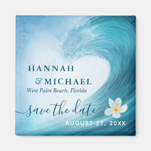 Elegant Ocean Wave Beach Wedding Save the Date Magneet