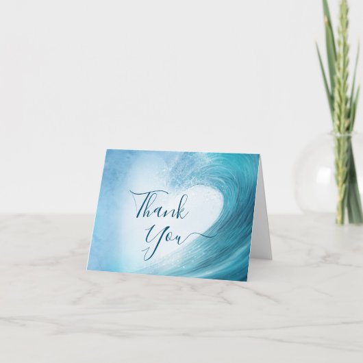 Elegant Ocean Wave Photo Beach Wedding Bedankkaart (Voorkant)