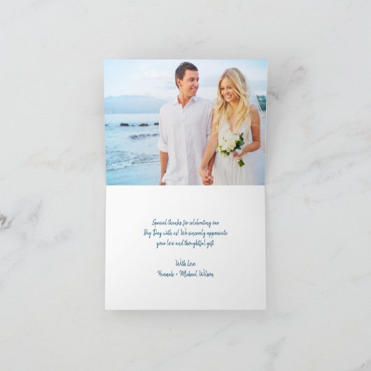 Elegant Ocean Wave Photo Beach Wedding Bedankkaart (Binnen)