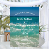 Elegant Ocean Waves Beach Summer Nautical Wedding Kaart
