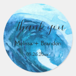 Elegant Ocean Waves Beach Zee Destination Wedding Ronde Sticker