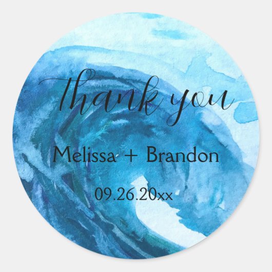 Elegant Ocean Waves Beach Zee Destination Wedding Ronde Sticker (Voorkant)