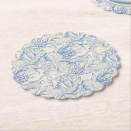 Elegant oceanblauwe toile kartonnen onderzetters