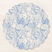 Elegant oceanblauwe toile kartonnen onderzetters (Voorkant)