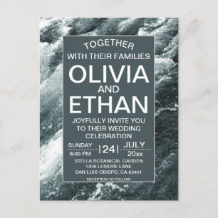 Elegant oceanische blauwe golven Uitnodiging Brief