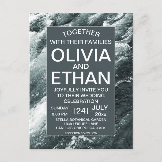 Elegant oceanische blauwe golven Uitnodiging Brief (Voorkant)