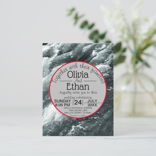 Elegant oceanische blauwe golven Uitnodiging brief (Staand voorkant)