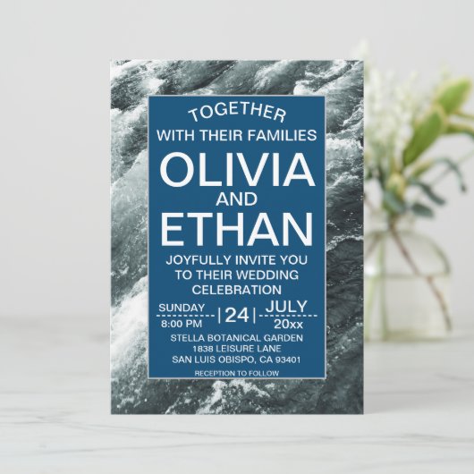 Elegant oceanische blauwe golven Weddenschap Kaart (Staand voorkant)