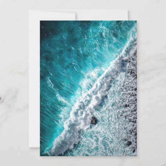 Elegant oceanische blauwe golven Weddenschap Kaart (Achterkant)