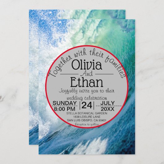 Elegant oceanische blauwe golven Weddenschap Kaart (Voorkant / Achterkant)