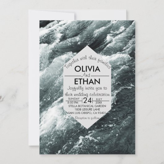 Elegant oceanische blauwe golven Weddenschap Kaart (Voorkant)