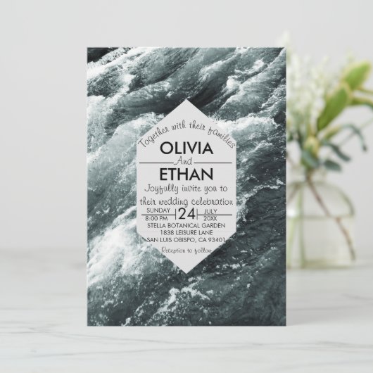 Elegant oceanische blauwe golven Weddenschap Kaart (Staand voorkant)