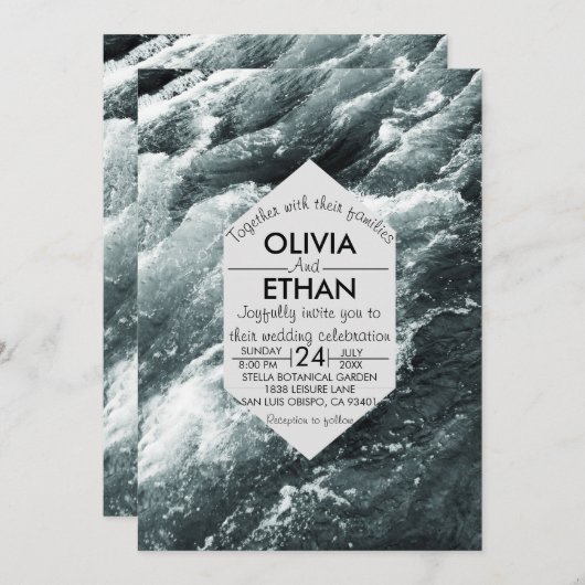 Elegant oceanische blauwe golven Weddenschap Kaart (Voorkant / Achterkant)