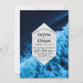 Elegant oceanische blauwe golven Weddenschap Kaart (Voorkant)