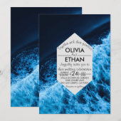 Elegant oceanische blauwe golven Weddenschap Kaart (Voorkant / Achterkant)