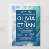 Elegant oceanische blauwe golven Weddenschap Kaart (Voorkant)