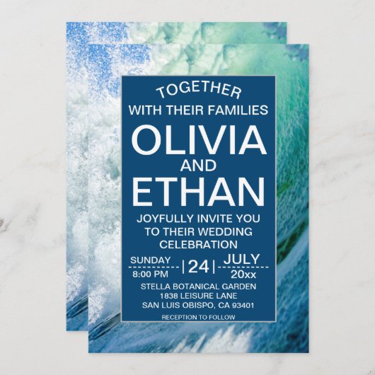 Elegant oceanische blauwe golven Weddenschap Kaart (Voorkant / Achterkant)
