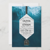 Elegant oceanische blauwe golven Weddenschap Kaart (Voorkant)