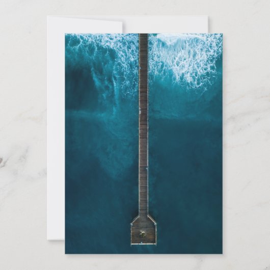 Elegant oceanische blauwe golven Weddenschap Kaart (Achterkant)