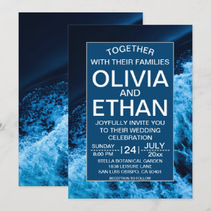 Elegant oceanische blauwe golven Weddenschap Kaart
