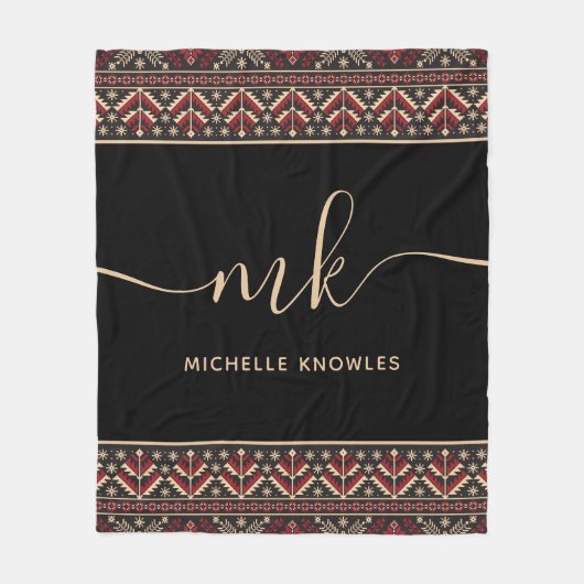 Elegant Oekraïens patroonontwerp stijlvol monogram Fleece Deken (Voorkant)