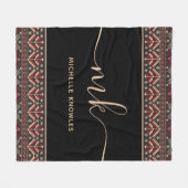 Elegant Oekraïens patroonontwerp stijlvol monogram Fleece Deken (Voorkant (Horizontaal))