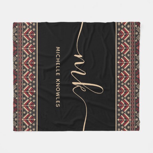 Elegant Oekraïens patroonontwerp stijlvol monogram Fleece Deken (Voorkant (Horizontaal))