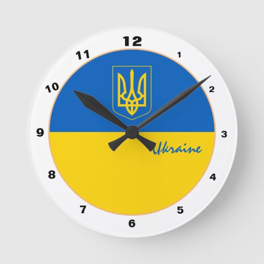 Elegant Oekraïense vlag, trendy Ukraine Home Desig Ronde Klok (Voorkant)