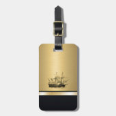 Elegant oeroud goumonogram bagagelabel (Voorkant verticaal)