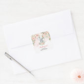 Elegant oerwoud olifant blos bloemen goud Douche Vierkante Sticker (Envelop)