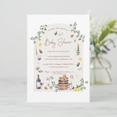 Elegant oesters en wijn | BABY SHOWER Kaart (Staand voorkant)